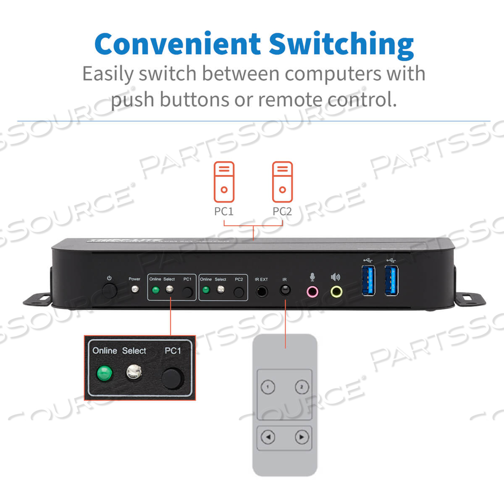 DISPLAYPORT USB KVM SWITCH 2-PORT 4K 60HZ HDR DP 1.4 USB CABLES by Tripp Lite