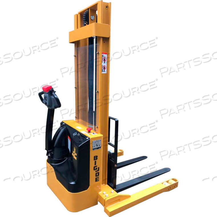 FULLY POWERED STRADDLE STACKER 3000 LB. CAP. 128" LIFT FORKS INSIDE LEGS 