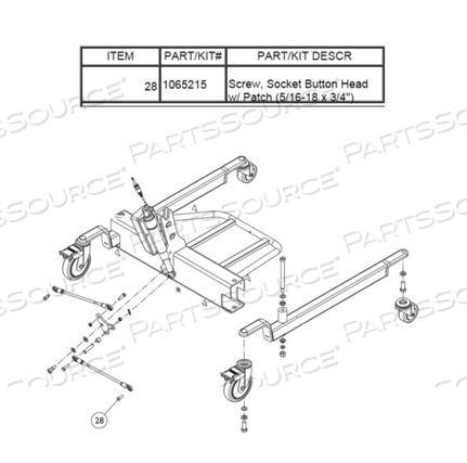 18.31" X 0.75" SOCKET BUTTON HEAD SCREW WITH PATCH by Invacare Corporation