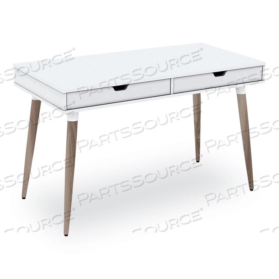 SCANDINAVIAN WRITING DESK, 47.24" X 23.62" X 29.53", WHITE/BEIGEWOOD by Workspace by Alera SCANDINAVIAN WRITING DESK, 47.24" X 23.62" X 29.53", WHITE/BEIGEWOOD by Workspace by Alera