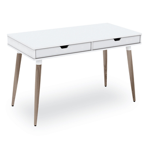 SCANDINAVIAN WRITING DESK, 47.24" X 23.62" X 29.53", WHITE/BEIGEWOOD by Workspace by Alera SCANDINAVIAN WRITING DESK, 47.24" X 23.62" X 29.53", WHITE/BEIGEWOOD by Workspace by Alera