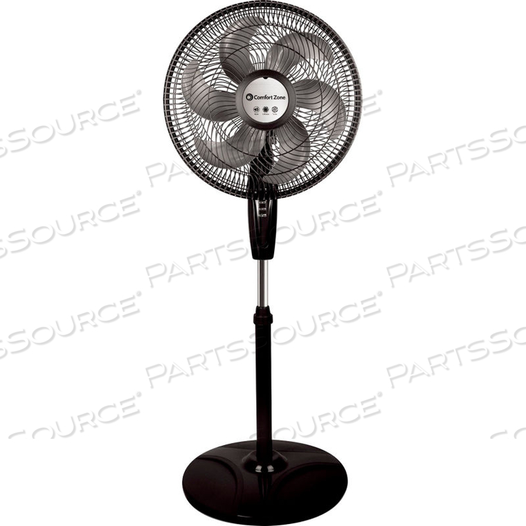 3-SPEED POWR CURVE ADJUSTABLE 18 IN OSCILLATING PEDESTAL FAN, BLACK 