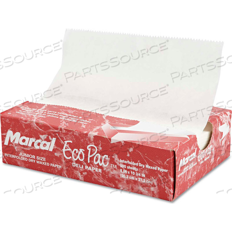 ECO-PAC NATURAL INTERFOLDED DRY WAX PAPER, 8" X 10.75", 12/BOXES, 500 SHEETS/BOX 