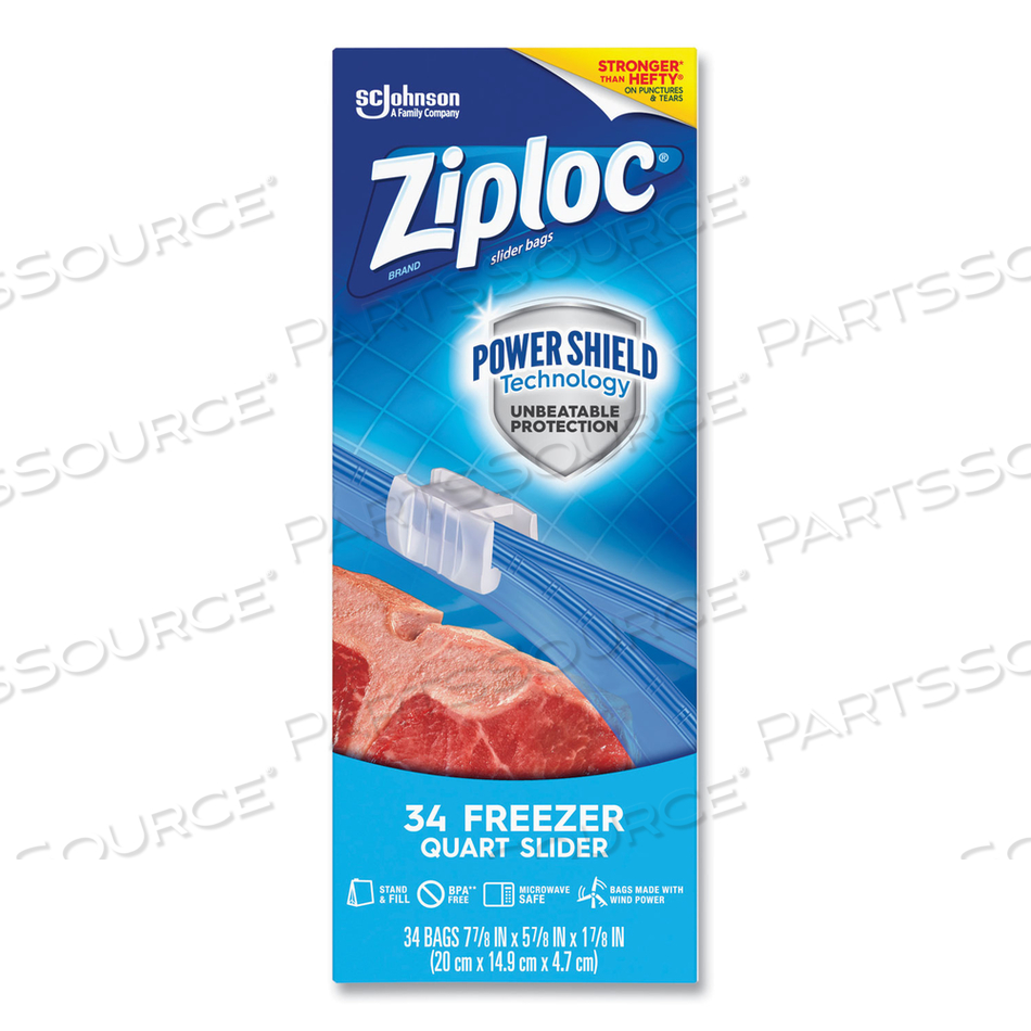SLIDER FREEZER BAGS, 1 QT, 1.75 MIL, 5.88" X 1.88" X 7.88", CLEAR, 34/BOX by Ziploc SLIDER FREEZER BAGS, 1 QT, 1.75 MIL, 5.88" X 1.88" X 7.88", CLEAR, 34/BOX by Ziploc