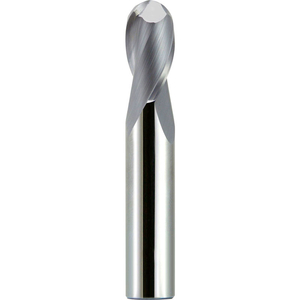 1/16" DIA., 1/8" SHANK, 3/16" LOC, 1-1/2" OAL, 2 FLUTE SOLID CARBIDE BALL SINGLE END MILL, UNCOATED by Melin Tool Company