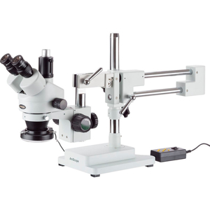 AMSCOPE 3.5X-90X TRINOCULAR STEREO MICROSCOPE WITH 4-ZONE 144-LED RING LIGHT by United Scope