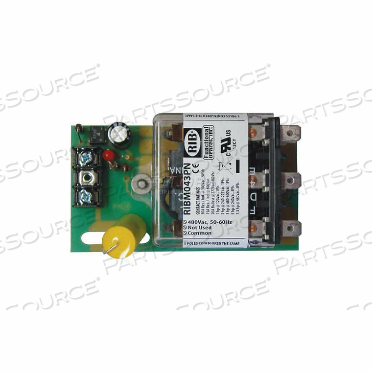 PANEL RELAY, 4" X 2.45", 20A, 3PDT, 480VAC by RIB