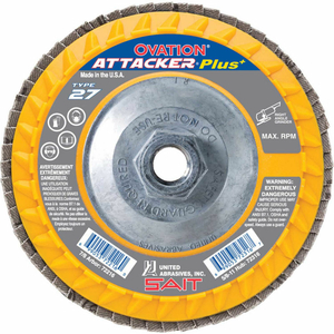 OVATION ATTACKER FLAP DISC T27 5"X 5/8-11" 40 GRIT ZIRCONIUM by United Abrasives-Sait