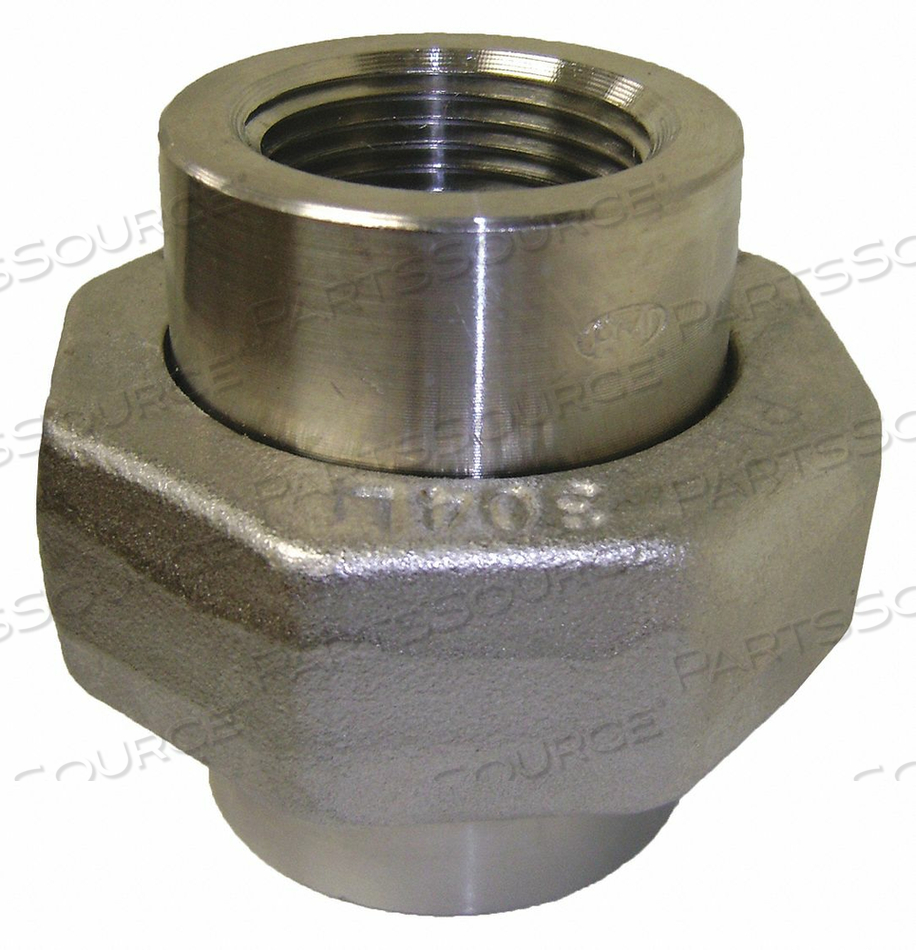 UNION, 304 STAINLESS STEEL, 1 IN X 1 IN FITTING PIPE SIZE, FEMALE NPT X FEMALE NPT, CLASS 3000, NPT by Penn Machine Works UNION, 304 STAINLESS STEEL, 1 IN X 1 IN FITTING PIPE SIZE, FEMALE NPT X FEMALE NPT, CLASS 3000, NPT by Penn Machine Works