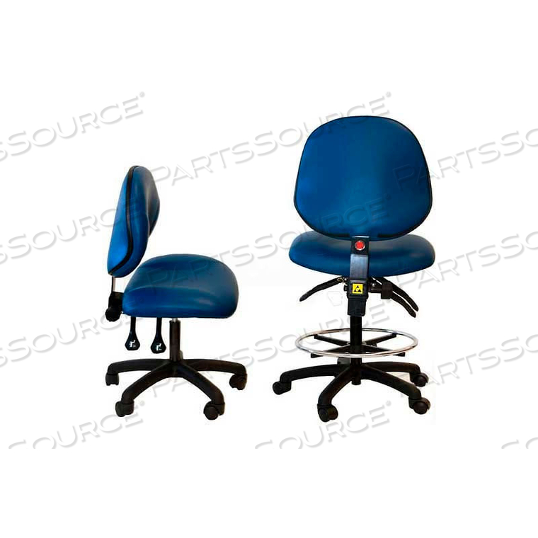 WSI 1000 SERIES CHAIR, ESD CLEAN-ROOM VINYL, NYLON BASE, 18"-23"H, BLACK by Workstation Industries, Inc.