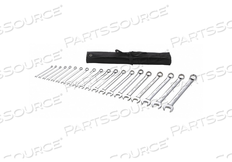 COMBINATION WRENCH SET, ALLOY STEEL, CHROME, NUMBER OF TOOLS 20, RANGE OF HEAD SIZES 6 MM TO 25 MM, HEAD OFFSET ANGLE 15 DEGREES , OFFSET, P by Westward
