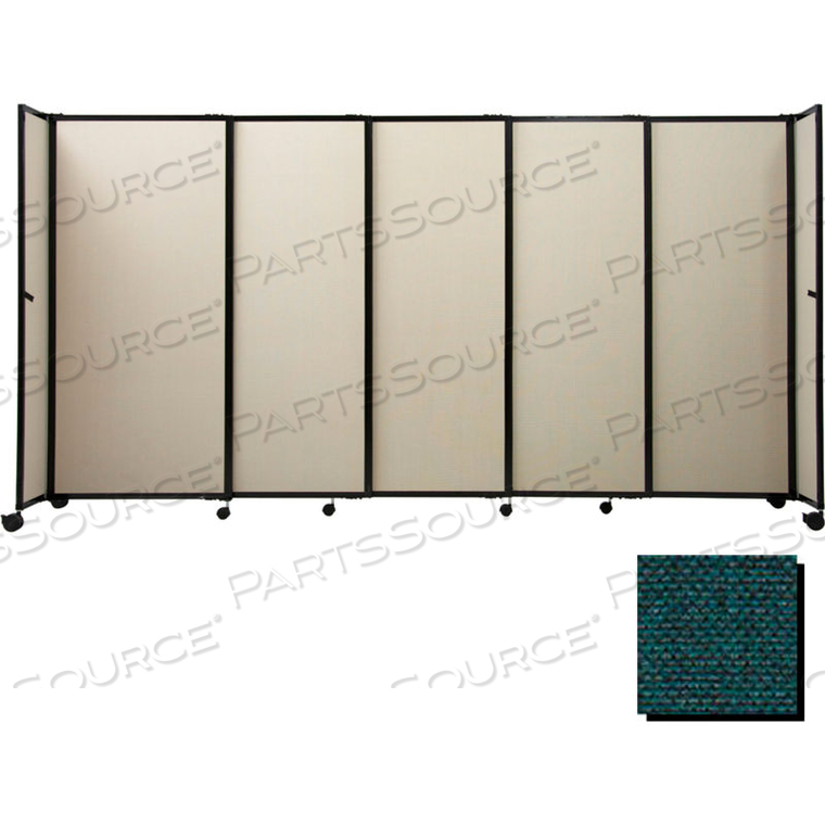 PORTABLE SLIDING PANEL ROOM DIVIDER, 5'X15'6" FABRIC, FOREST GREEN 