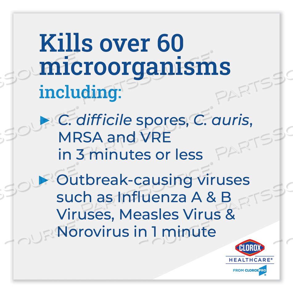 BLEACH GERMICIDAL WIPES, 6.75 X 9, UNSCENTED, 100 WIPES/FLAT PACK/CARTON by Clorox