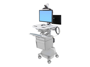 ERGOTRON STYLEVIEW TELEPRESENCE - CART FOR 2 LCD DISPLAYS / KEYBOARD / MOUSE / CPU / NOTEBOOK / CAMERA / SCANNER ( OPEN ARCHITECTURE ) - MEDICAL - PLASTIC, ALUMINUM, ZINC-PLATED STEEL - GRAY, WHITE, POLISHED ALUMINUM - SCREEN SIZE: UP TO 24" - OUTPUT: AC 120 V - 66 AH - LEAD ACID by Ergotron, Inc.