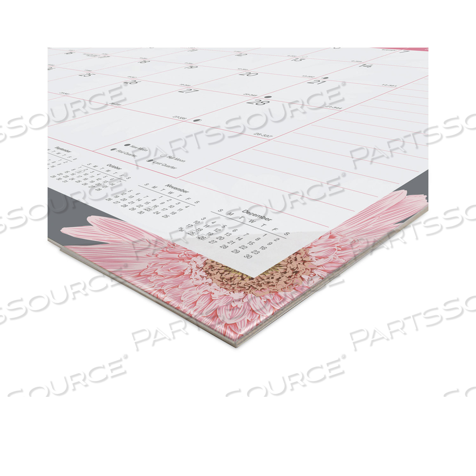 MONTHLY DESK PAD CALENDAR, 22 X 17, PINK/WHITE SHEETS, CLEAR BINDING, CLEAR CORNERS, 12-MONTH (JAN TO DEC): 2023 by Brownline