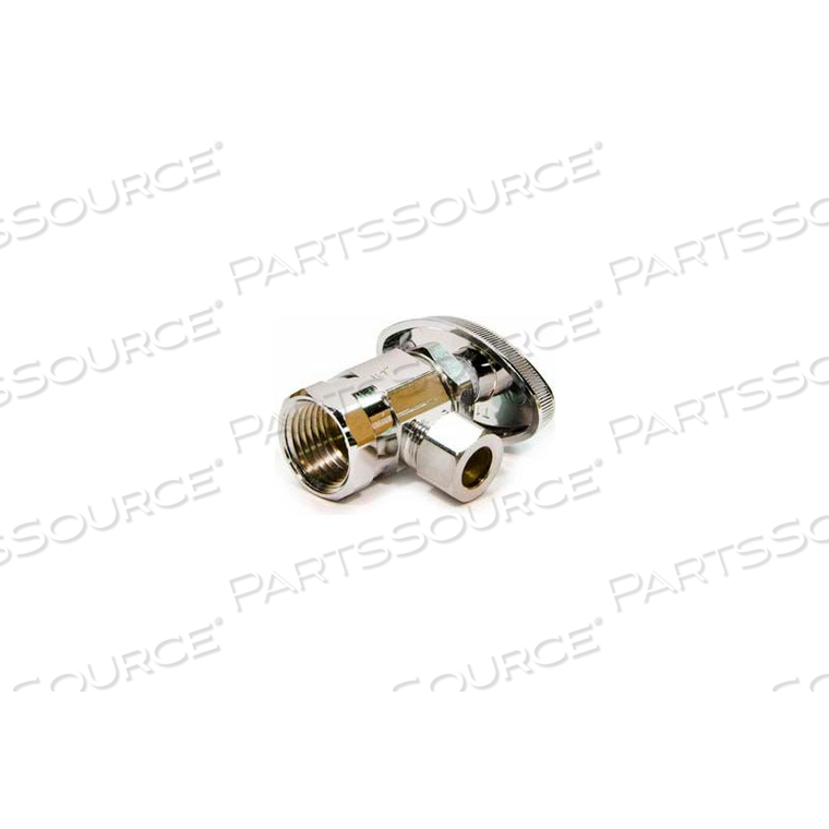 1/2"CHROME-PLATED COMPR. FIP INLET X 3/8"O.D. MULTI-TURN ANGLE VALVE - LEAD FREE by Brasscraft