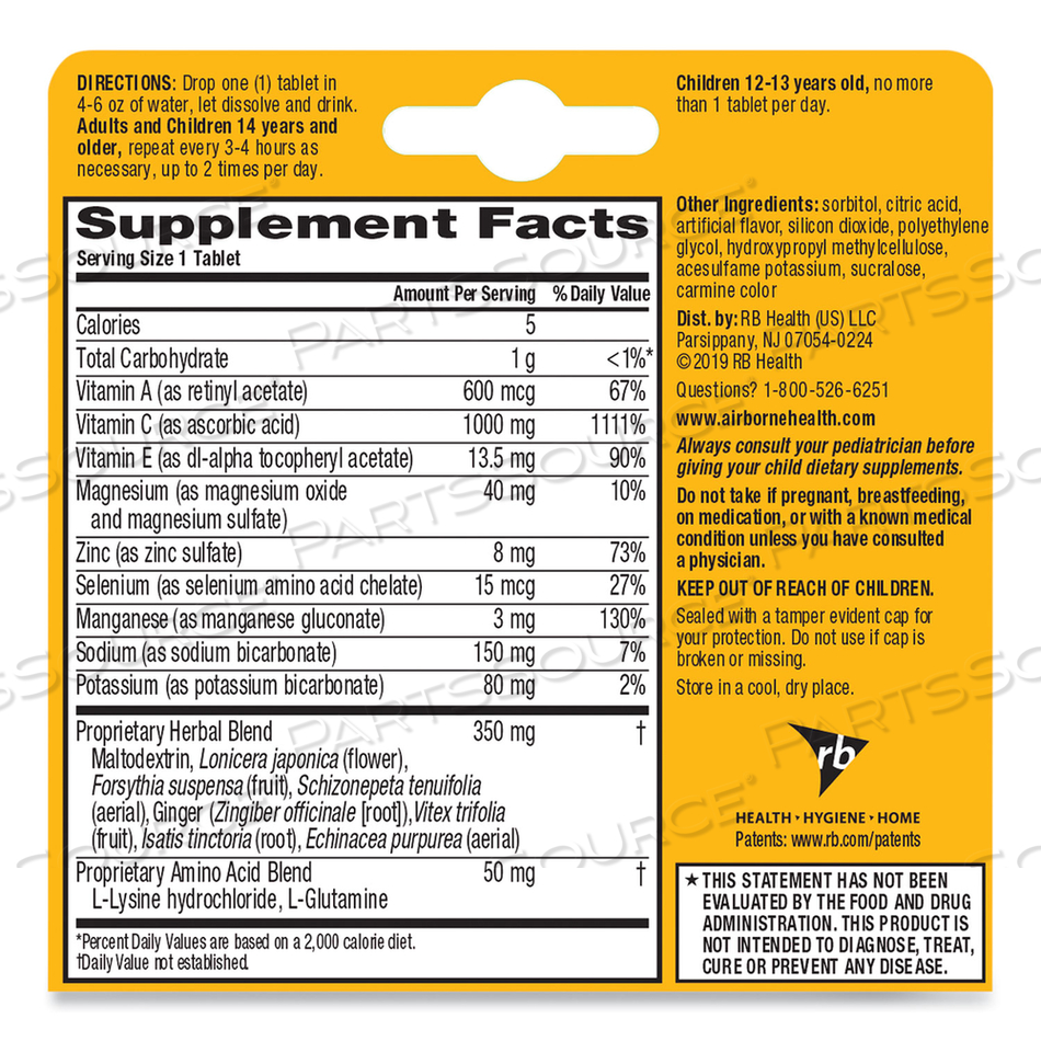 IMMUNE SUPPORT EFFERVESCENT TABLET, LEMON/LIME, 10 COUNT 