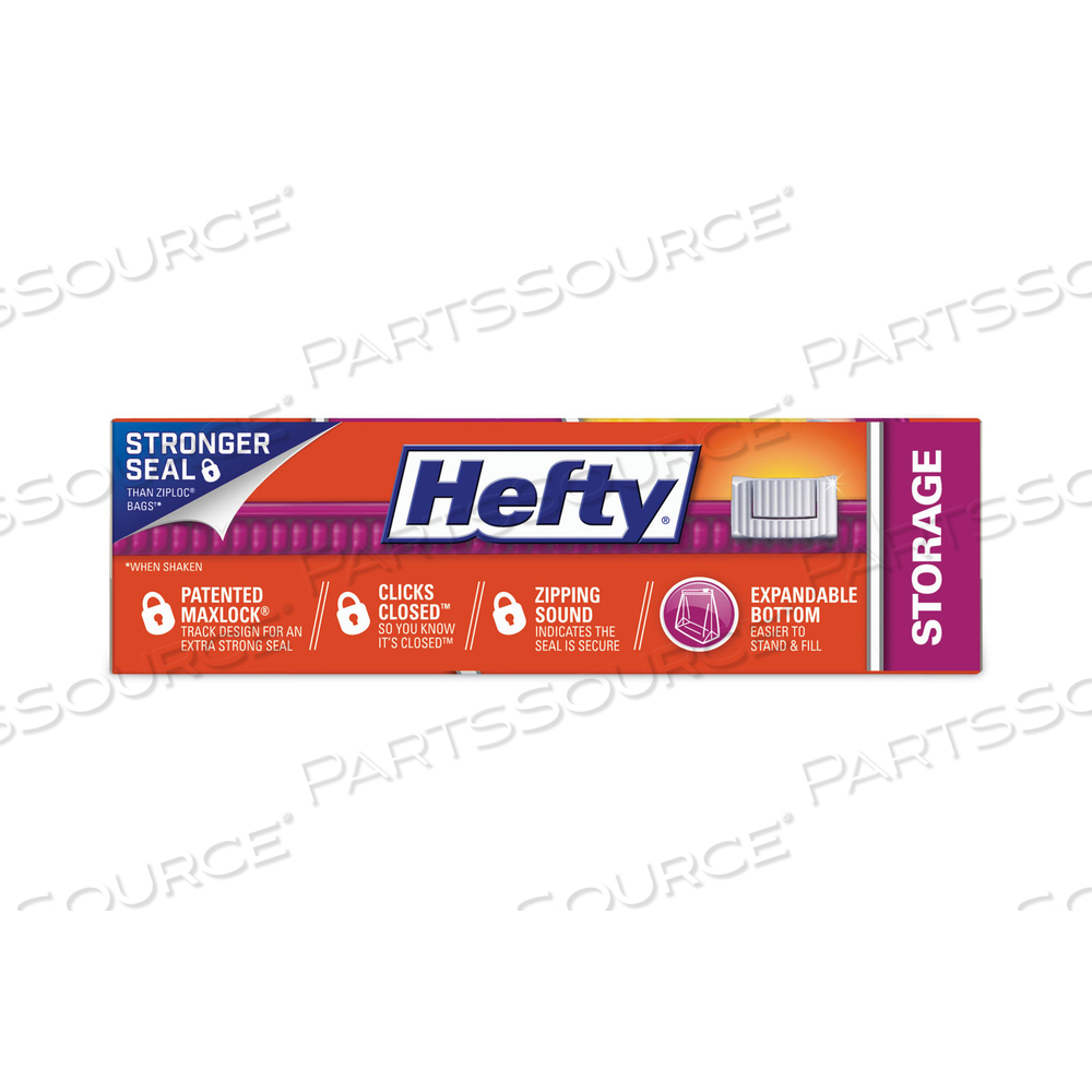 SLIDER BAGS, 1 QT, 1.5 MIL, 8" X 7", CLEAR by Hefty