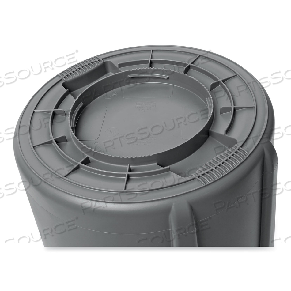 VENTED ROUND BRUTE CONTAINER, 55 GAL, PLASTIC, GRAY by Rubbermaid Medical Division