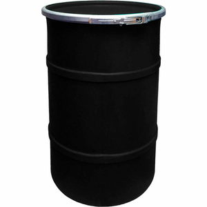 55 GALLON PLASTIC DRUM SS-OH-55 - OPEN HEAD WITH PLAIN LID - LEVER LOCK - BLACK by US Roto Molding