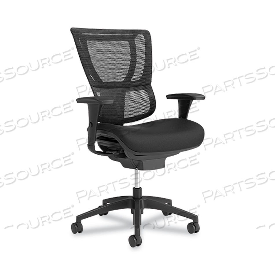 FLEXFIT 1500TF MESH BACK FABRIC TASK CHAIR, SUPPORTS UP TO 300 LBS, 17.32" TO 20.87" SEAT HEIGHT, BLACK SEAT/BACK, BLACK BASE 