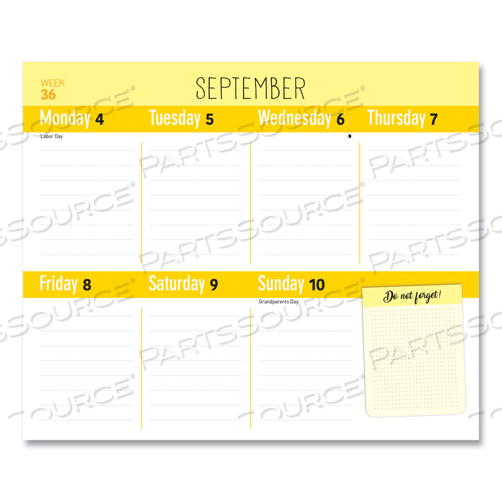 FRIDGE PLANNER MAGNETIZED WEEKLY CALENDAR WITH PADS + PENCIL, 12 X 12.5, WHITE/YELLOW SHEETS, 16-MONTH (SEPT-DEC): 2024-2025 