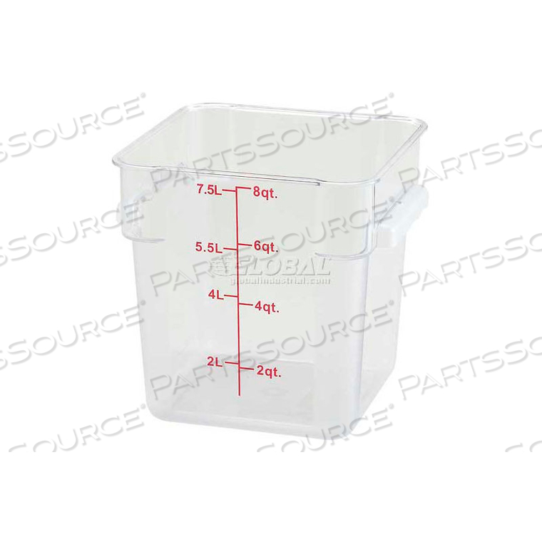 SQUARE STORAGE CONTAINER, 8 QT, CLEAR, POLYCARBONATE 