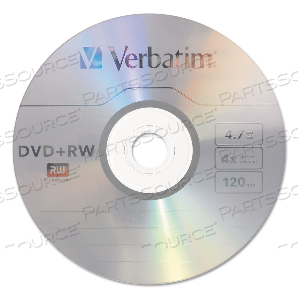 DVD+RW REWRITABLE DISC, 4.7 GB, 4X, SPINDLE, SILVER by Verbatim