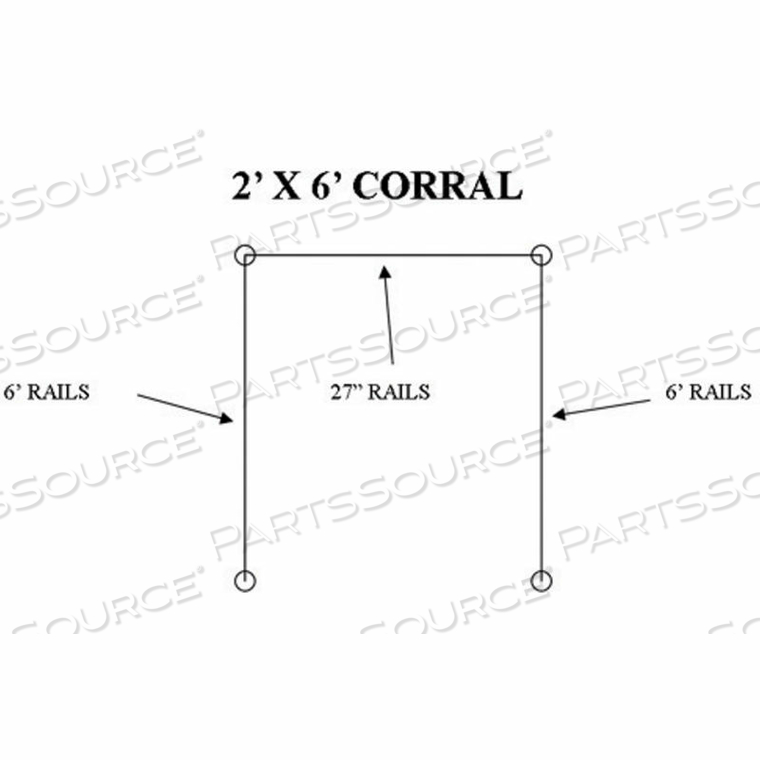 2'X6' INDOOR CORRAL 2-END & 2-CORNER POSTS, 2-27" & 4-6' RAILS, 16 ANCHORS by Versacart Systems, Inc.