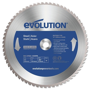 TCT METAL-CUTTING BLADE, 14 IN, 1 IN ARBOR, 1600 RPM, 66 TEETH by Evolution