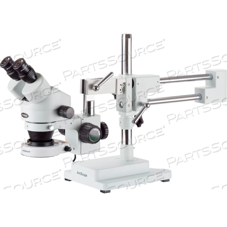 AMSCOPE 3.5X-90X BINOCULAR STEREO ZOOM MICROSCOPE WITH 80-LED LIGHT & DOUBLE-ARM STAND by United Scope