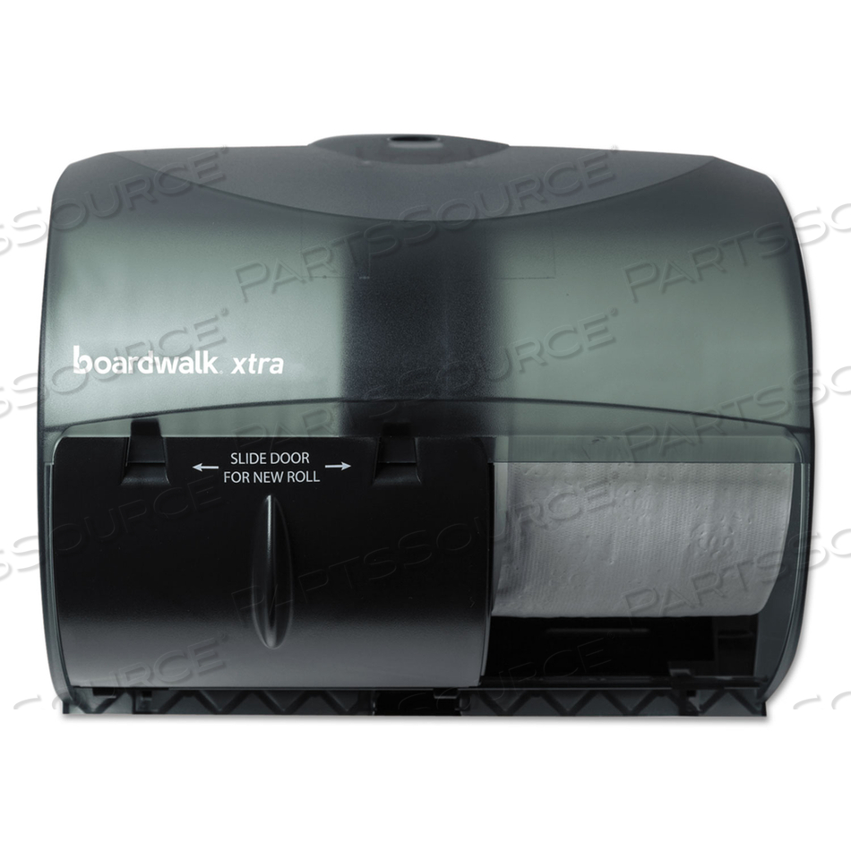 BOARDWALK XTRA 2-ROLL CONTROLLED BATH TISSUE DISPENSER, 11.13 X 7.38 X 8.88, TRANSLUCENT BLACK 