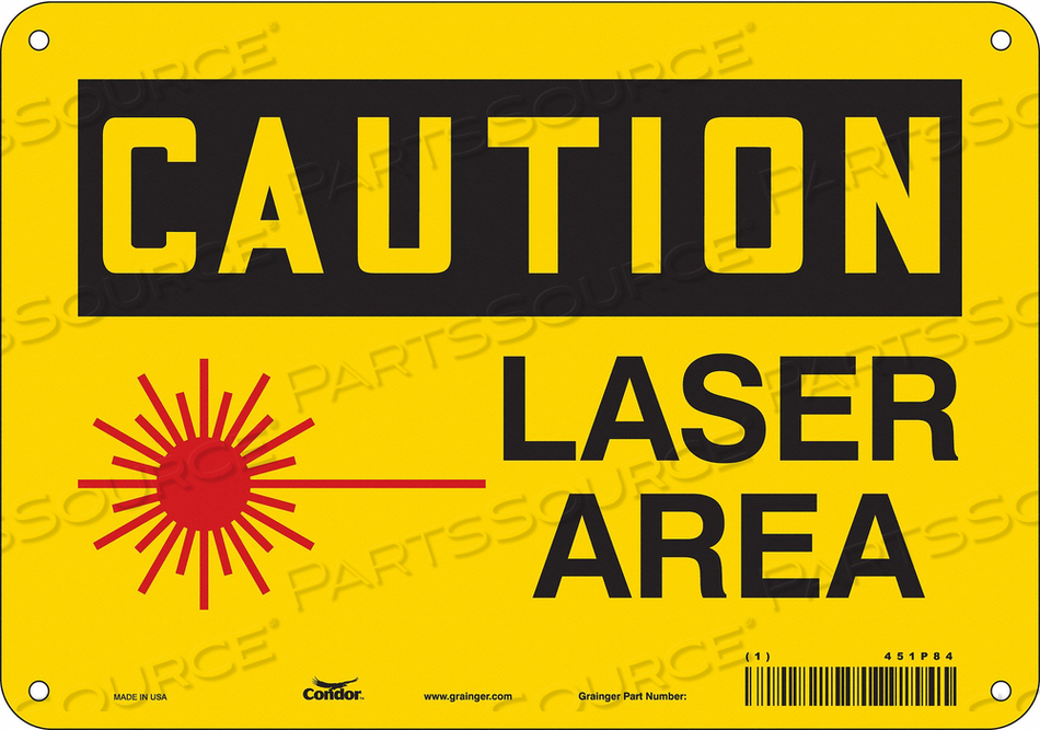 SAFETY SIGN, VERTICAL RECTANGLE, NUMBER OF PRINTED SIDES 1, ENGLISH, SIGN FORMAT TRADITIONAL OSHA, SIGN LEGEND LASER AREA, SIGN LEGEND BACKG by Condor