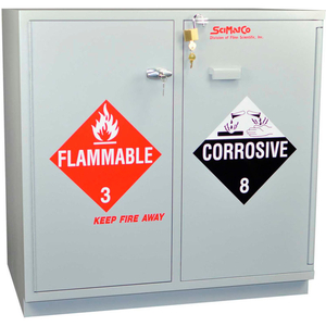 ACID (18X2.5 LITER)/FLAMMABLE (16X1 GAL.) CABINET, FULLY LINED, SELF-CLOSING, 35 X 22 X 35-1/2 by Scimatco