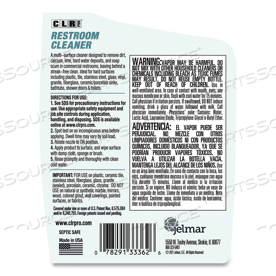 RESTROOM CLEANER, 32 OZ PUMP SPRAY by CLR