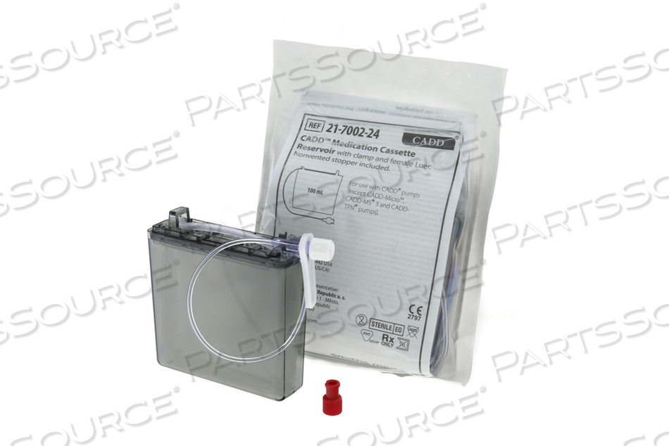 CASSETTE RESERVOIR, MEDICATION, CADD®, 100ML VOLUME, WITH WHITE CAP, FOR AMBULATORY MEDICATION DELIVERY SYSTEM by Smiths Medical CASSETTE RESERVOIR, MEDICATION, CADD®, 100ML VOLUME, WITH WHITE CAP, FOR AMBULATORY MEDICATION DELIVERY SYSTEM by Smiths Medical