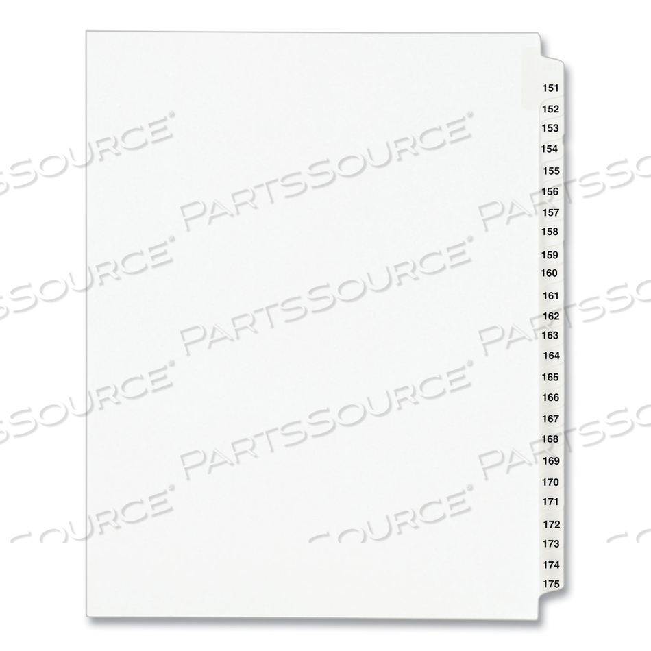 PREPRINTED LEGAL EXHIBIT SIDE TAB INDEX DIVIDERS, AVERY STYLE, 25-TAB, 151 TO 175, 11 X 8.5, WHITE, 1 SET, (1336) by Avery