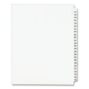 PREPRINTED LEGAL EXHIBIT SIDE TAB INDEX DIVIDERS, AVERY STYLE, 25-TAB, 151 TO 175, 11 X 8.5, WHITE, 1 SET, (1336) by Avery