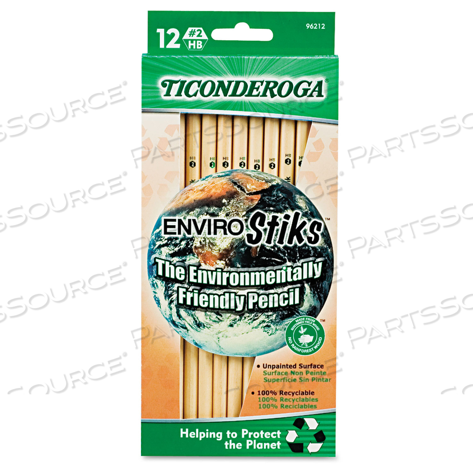ENVIROSTIKS PENCIL, HB (#2), BLACK LEAD, NATURAL WOODGRAIN BARREL by Dixon Ticonderoga