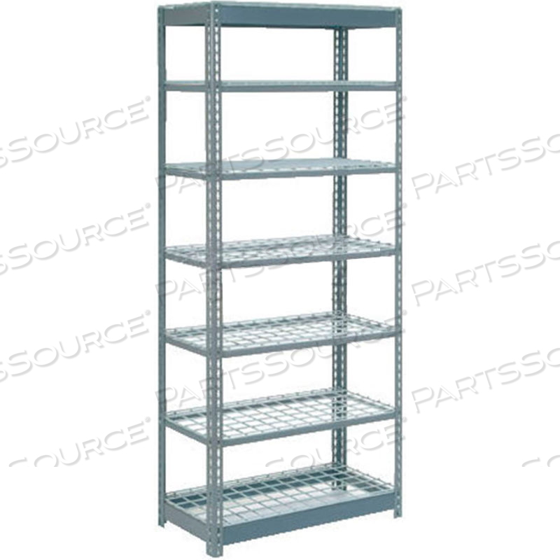 HEAVY DUTY SHELVING 36"W X 24"D X 84"H WITH 7 SHELVES - WIRE DECK - GRAY 