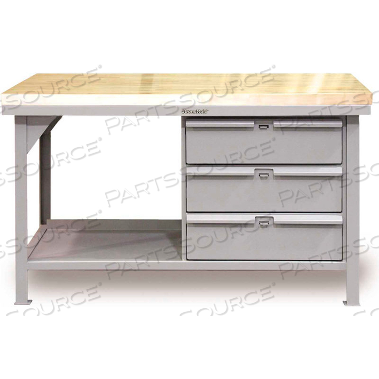 72"W X 36"D 3 DRAWER WITH MAPLE TOP WORKBENCH by Strong Hold