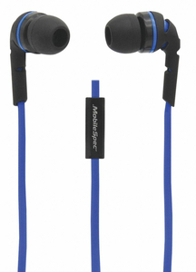 WIRED EARBUDS STEREO PLASTIC BLACK/BLUE by MobileSpec