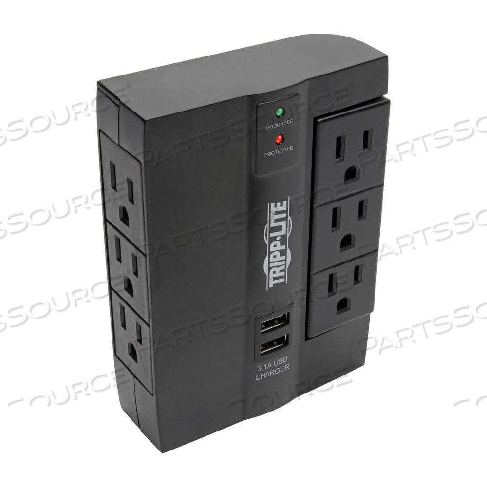 SURGE PROTECTOR DIRECT PLUG-IN 6 OUTLET 3 ROTATABLE, 2 USB PORTS by Tripp Lite SURGE PROTECTOR DIRECT PLUG-IN 6 OUTLET 3 ROTATABLE, 2 USB PORTS by Tripp Lite