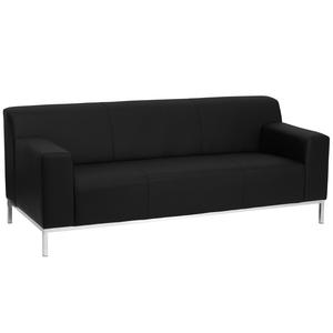 HERCULES DEFINITY SERIES CONTEMPORARY BLACK LEATHERSOFT SOFA WITH STAINLESS STEEL FRAME by Flash Furniture