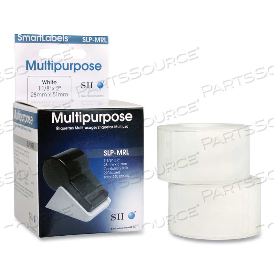 SLP-MRL SELF-ADHESIVE MULTIPURPOSE LABELS, 1.12" X 2", WHITE, 220 LABELS/ROLL, 2 ROLLS/BOX 