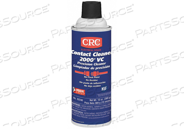 CONTACT CLEANER, PLASTIC SAFE NO, CONTAINER TYPE AEROSOL SPRAY CAN, CONTAINER SIZE 13 OZ, CLEANER FORM LIQUID, DIELECTRIC STRENGTH 30.8 KV, by CRC Industries CONTACT CLEANER, PLASTIC SAFE NO, CONTAINER TYPE AEROSOL SPRAY CAN, CONTAINER SIZE 13 OZ, CLEANER FORM LIQUID, DIELECTRIC STRENGTH 30.8 KV, by CRC Industries