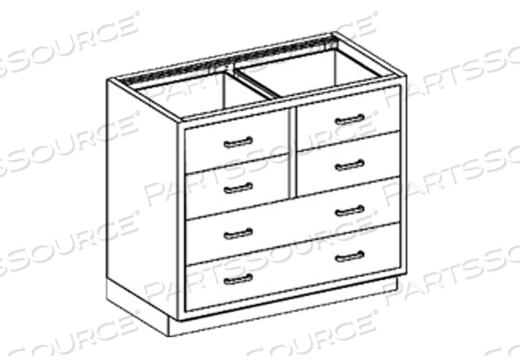 BASE CABINET 35"W X 35 3/4"H X 22"D W/ DRAWERS (8) 1/4-1/2 35" by Blickman