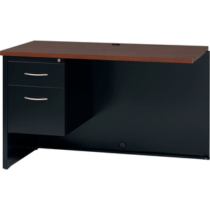 MODULAR STEEL LEFT RETURN DESK - 48 X 24 - BLACK/WALNUT by Hirsh MODULAR STEEL LEFT RETURN DESK - 48 X 24 - BLACK/WALNUT by Hirsh
