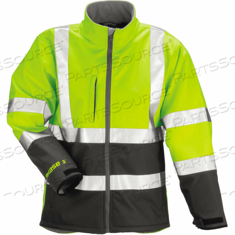 J25022 PHASE 3 SOFT SHELL JACKET, FLUORESCENT YELLOW/GREEN/CHARCOAL GRAY, SMALL 