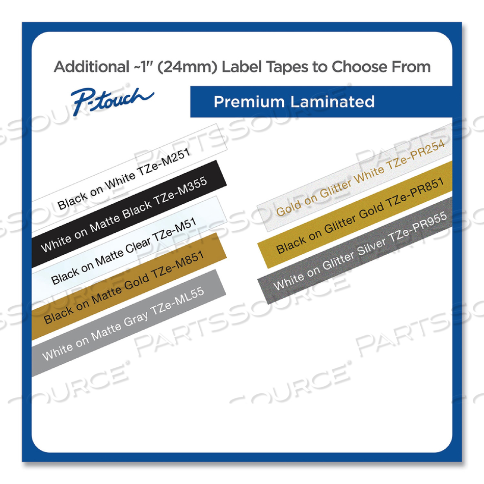 TZE PREMIUM LAMINATED TAPE, 0.94" X 26.2 FT, BLACK ON WHITE by Brother